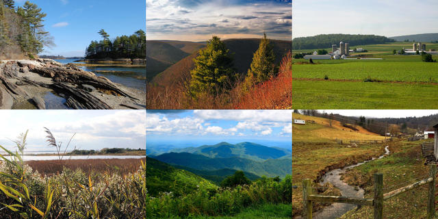 collage of six landscape photos